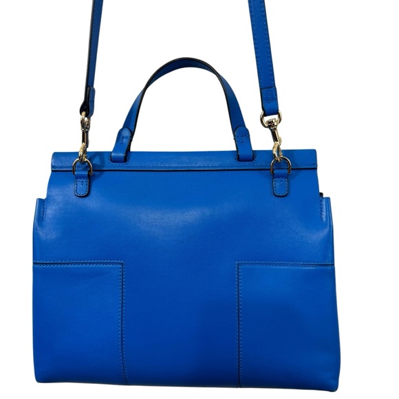 Tory Burch Blue Leather Satchel Purse Handbag & zip around wristlet READ DESCPT - Picture 4 of 16